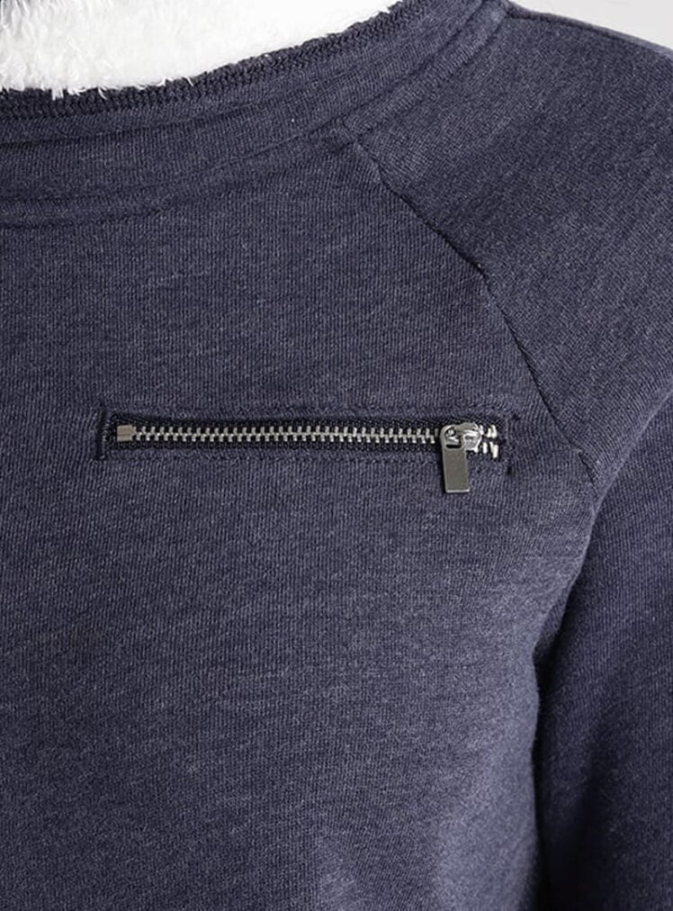 Detalle Poleron Azul Navy Mujer